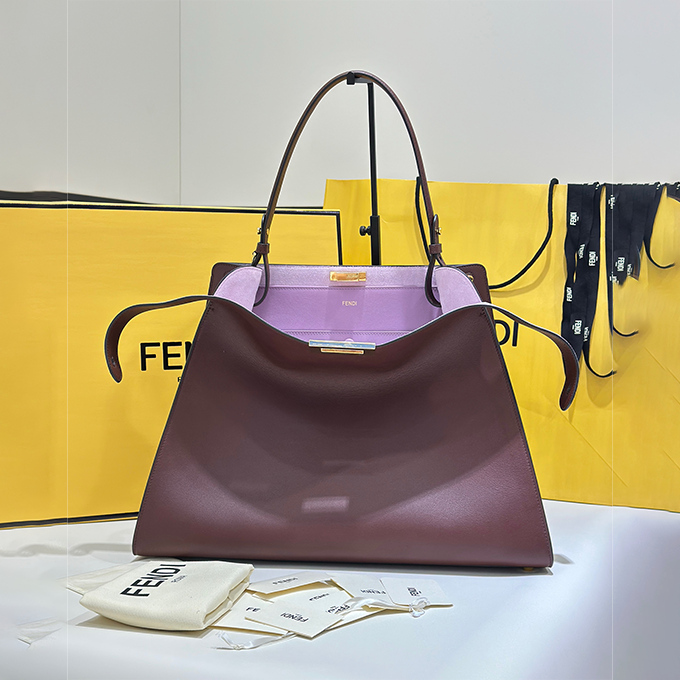 fendi way large soft trapezoidal top‑handle tote handbag